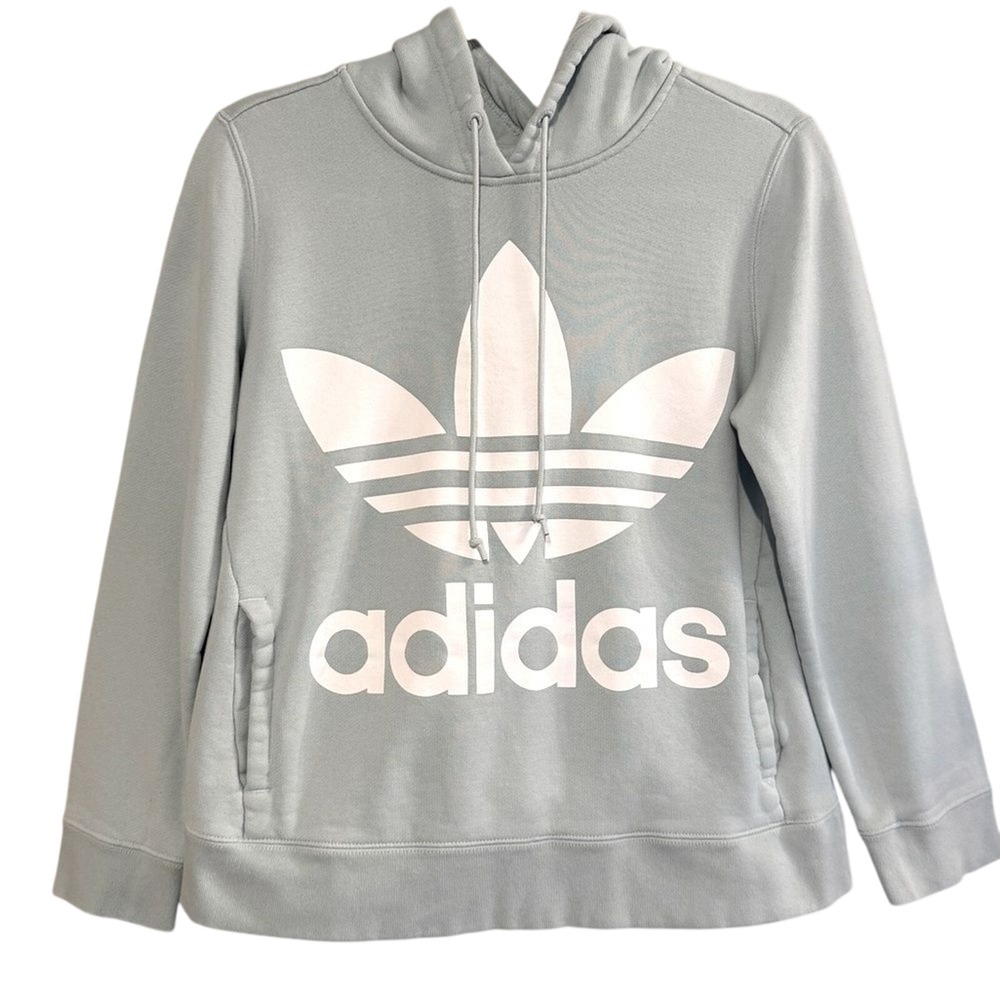 Adidas Originals Trefoil Hoodie Light Blue Mint Green Logo Pullover ED7503 XS